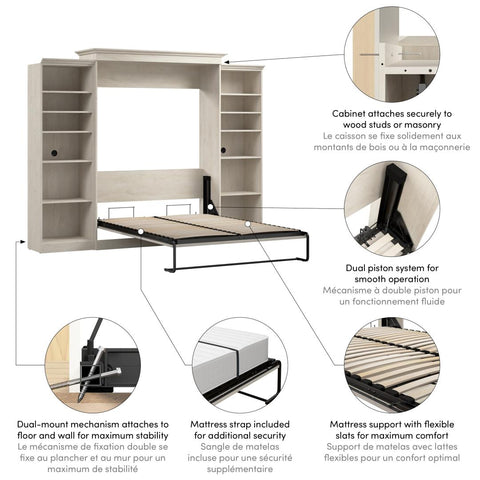 Queen Murphy Bed and 2 Closet Organizers (115W)