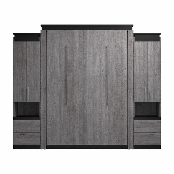 Queen Murphy Bed with Storage Cabinets and Pull-Out Shelves (106W)