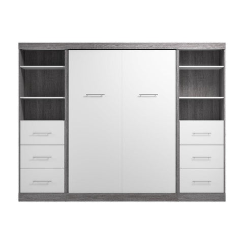 Lit escamotable double et 2 organisateurs de garde-robe avec tiroirs (109L)