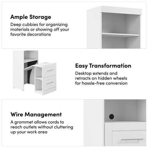 84W Full Size Murphy Bed with Pull-Out Desk