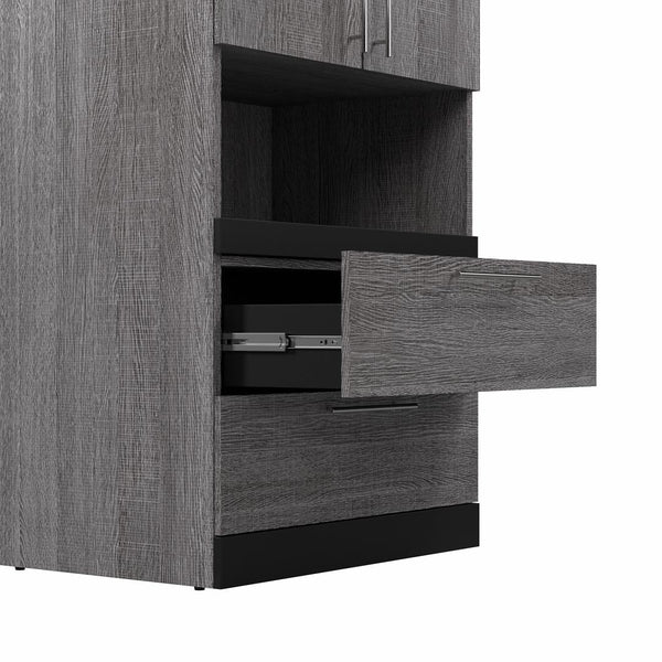 Grande armoire 30L avec portes, tiroirs et tablette coulissante