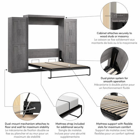Grand lit escamotable avec armoires (115L)