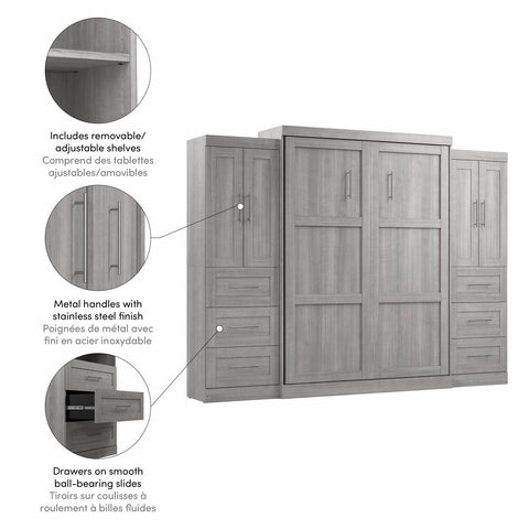 Queen Murphy Bed with Closet Storage Cabinets (115W)