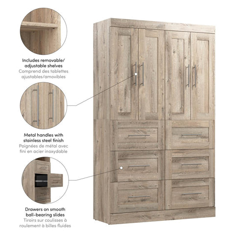 Système de rangement de garde-robe 50L avec tiroirs