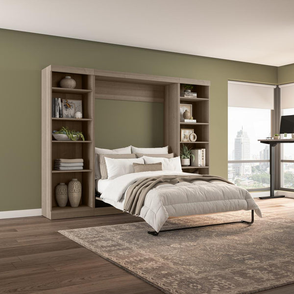 Lit escamotable double avec 2 étagères (109L)