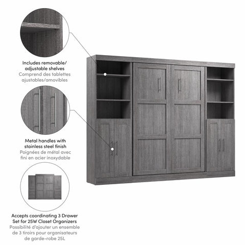 Lit escamotable double avec organisateurs de garde-robe (109L)