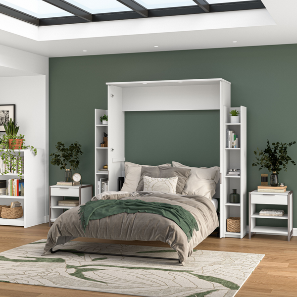 Grand lit escamotable avec étagères (88L)