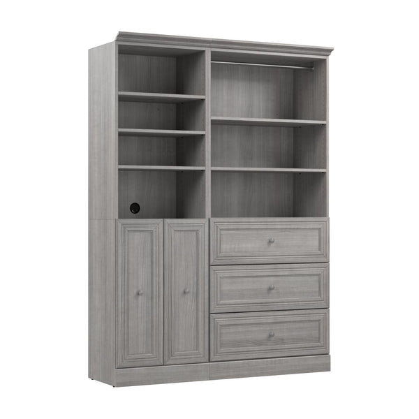 Traditional Closet System with Shelves, Drawers, Clothing Rods & Doors, 61W x 20D