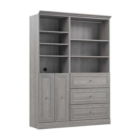 Traditional Closet System with Shelves, Drawers, Clothing Rods & Doors, 61W x 20D