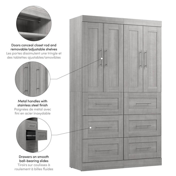 Contemporary Closet System with Doors & Drawers, 50W x 19D