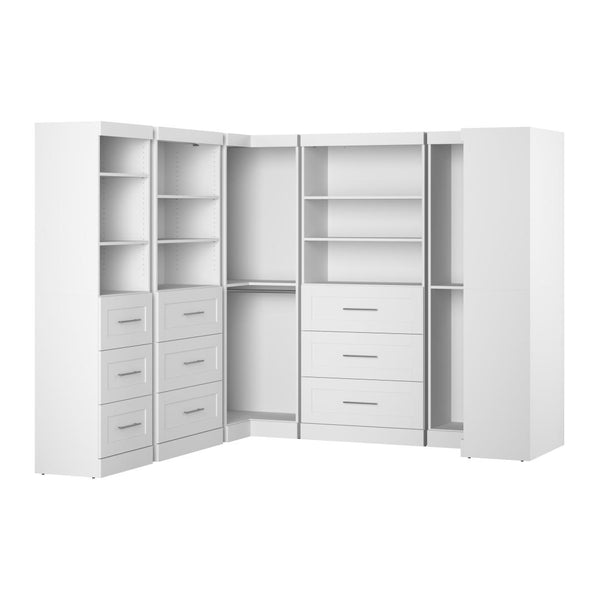Contemporary U-Shaped Closet System with Shelves, Drawers & Clothing Rods, 161W x 33D