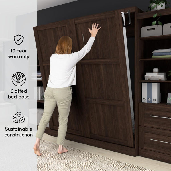 84W Full Size Murphy Bed with Pull-Out Desk