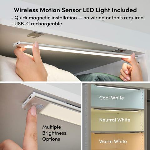 Lampe DEL à détecteur de mouvement avec gradateur et câble USB-C 20 po
