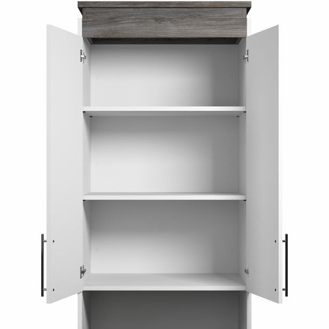 20W Narrow Storage Cabinet with Doors, Drawers and Pull-Out Shelf