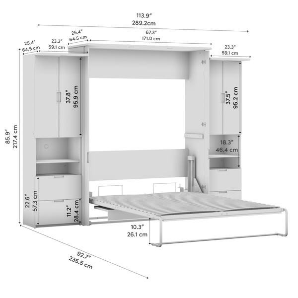 Grand lit escamotable avec bureau et 2 armoires (114L)