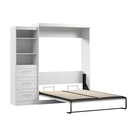 Queen Murphy Bed and Shelving Unit with Drawers (90W)