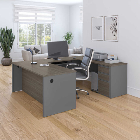 Bureau de direction en U 72L avec caisson