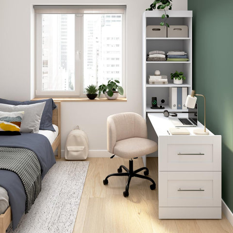 25W Pull-Out Desk Cabinet with Shelves and Hidden Storage