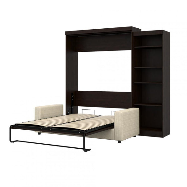 Grand lit escamotable avec canapé et étagère (96L)