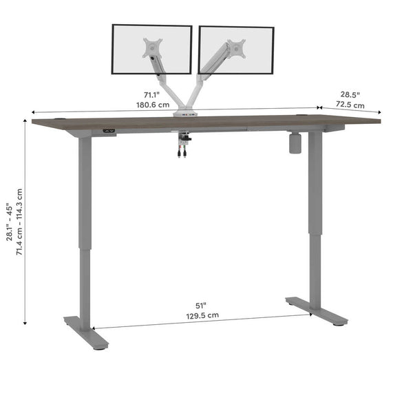 72W x 30D Standing Desk with Dual Monitor Arm