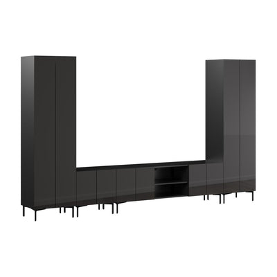 141W Modular Entertainment Center with TV Stand, Storage Cabinet, and Tall Storage Cabinets