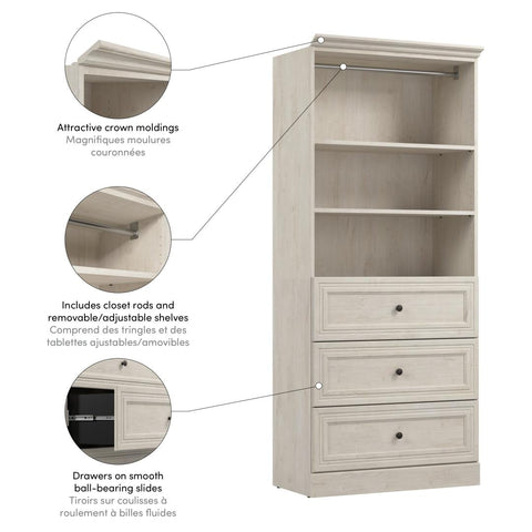 Organisateur de garde-robe avec tiroirs 36L