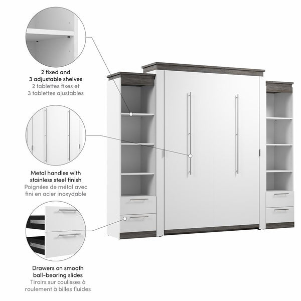 Queen Murphy Bed with Shelves and Drawers (106W)
