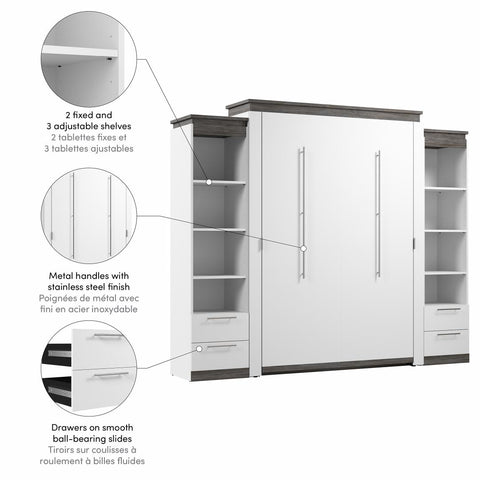Queen Murphy Bed with Shelves and Drawers (106W)