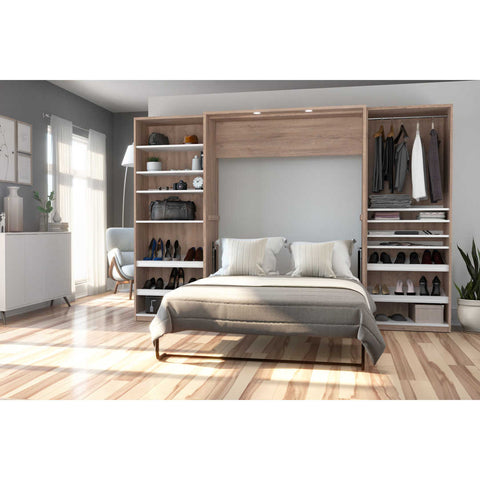 Lit escamotable double avec 2 organisateurs de garde-robe (119L)