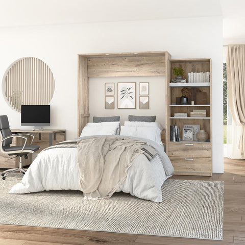 Grand lit escamotable avec organisateur de garde-robe (95L)