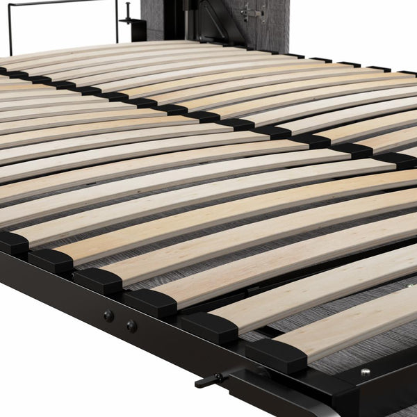 Lit escamotable double avec tablettes et tiroirs (81L)