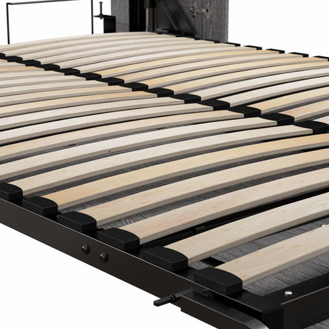 Lit escamotable double avec tablettes et tiroirs (81L)