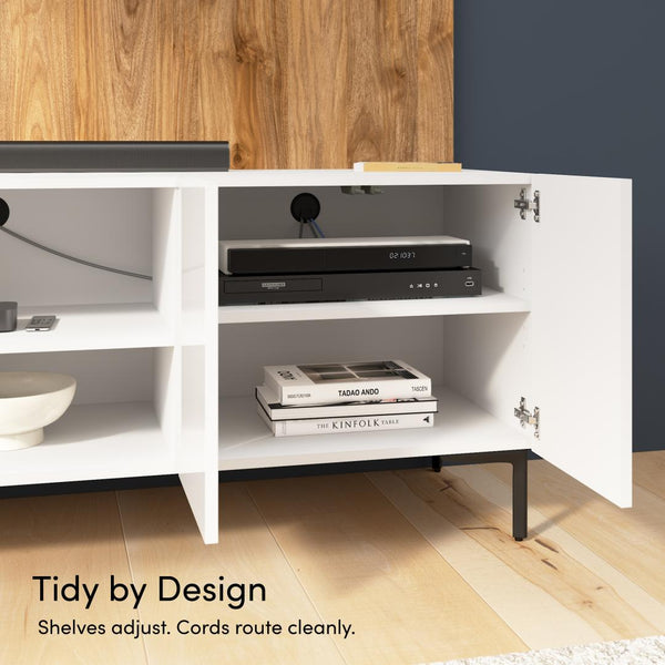 94W Modular Entertainment Center with TV Stand, Storage Cabinet, and Large Wall Panel
