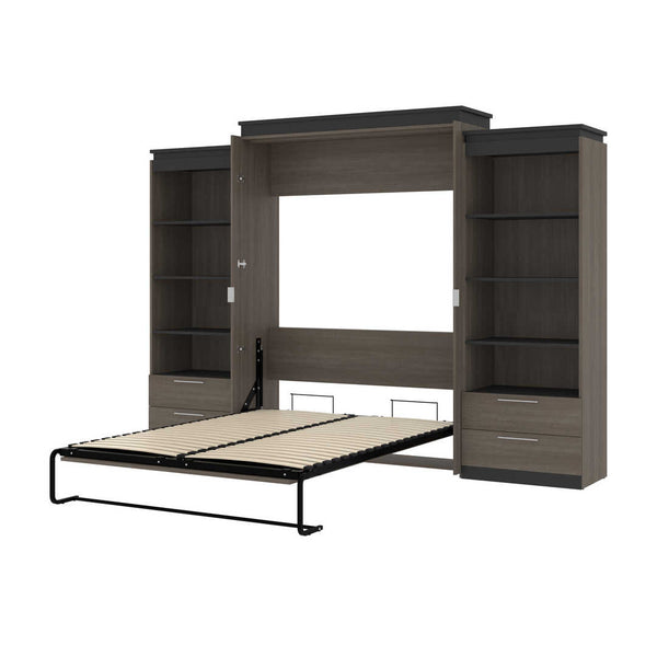 Grand lit escamotable (queen) et 2 étagères avec tiroirs (125L)