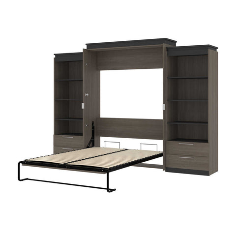 Grand lit escamotable (queen) et 2 étagères avec tiroirs (125L)