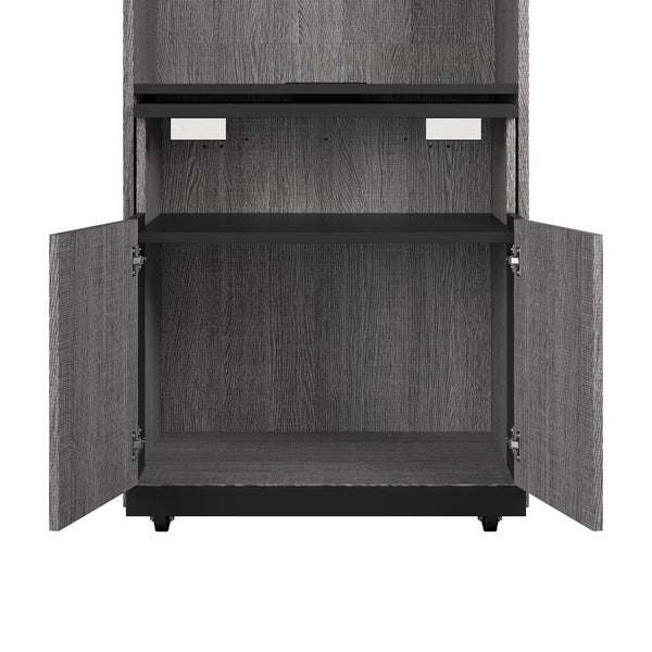 Grande armoire 30L avec portes et bureau rétractable