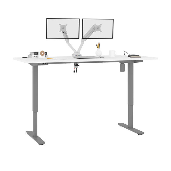 Bureau assis-debout 72L x 30P avec support double pour moniteurs