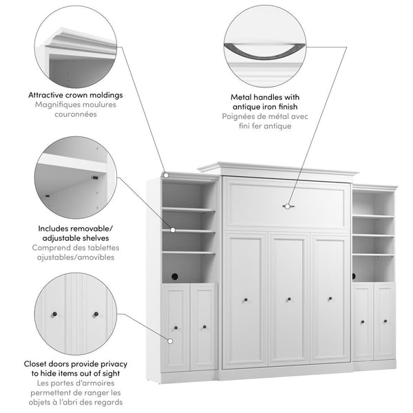Queen Murphy Bed and 2 Closet Organizers with Doors (115W)