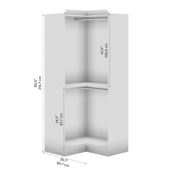 Traditional Corner Closet System with Clothing Rods, 36W x 36D