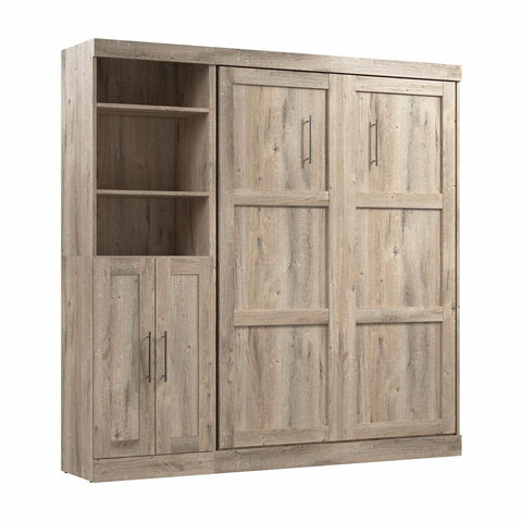 Lit escamotable double et organisateur de garde-robe avec portes (84L)