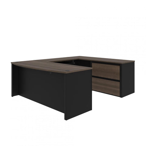 72W U-Shaped Executive Desk with Lateral File Cabinet