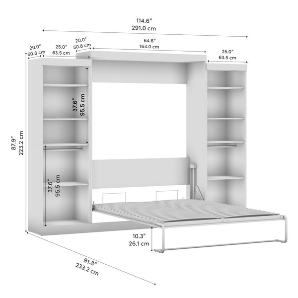 Grand lit escamotable avec 2 organisateurs de garde-robe (115L)