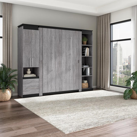 Full Murphy Bed with Storage Cabinet and Shelves (100W)