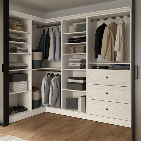 Traditional Closet System with Shelves, Drawers, Clothing Rods & Cubbies, 97W x 36D
