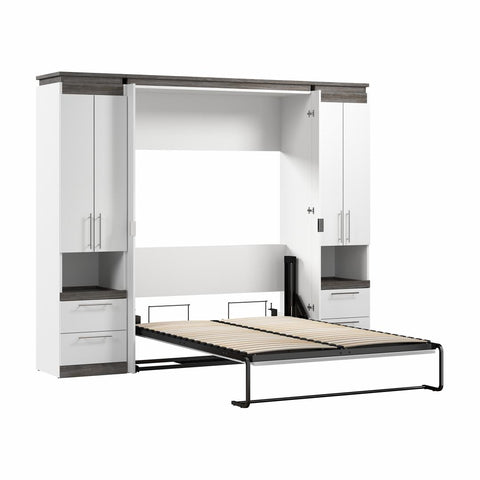 Full Murphy Bed with Storage Cabinets and Pull-Out Shelves (100W)
