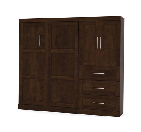 Lit escamotable double et armoire avec tiroirs (95L)