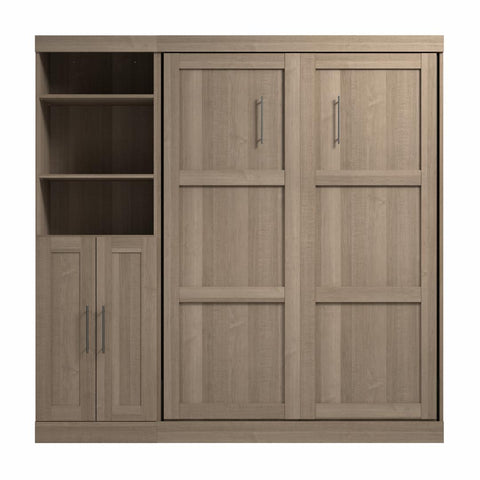 Lit escamotable double et organisateur de garde-robe avec portes (84L)