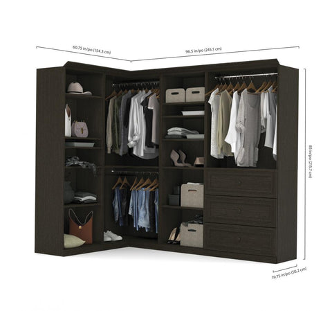 Traditional Closet System with Shelves, Drawers, Clothing Rods & Cubbies, 97W x 36D