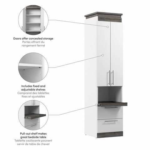 Armoire étroite 20L avec portes, tiroirs et tablette coulissante