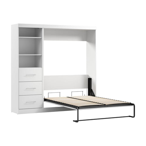 Lit escamotable double et organisateur de garde-robe avec tiroirs (84L)